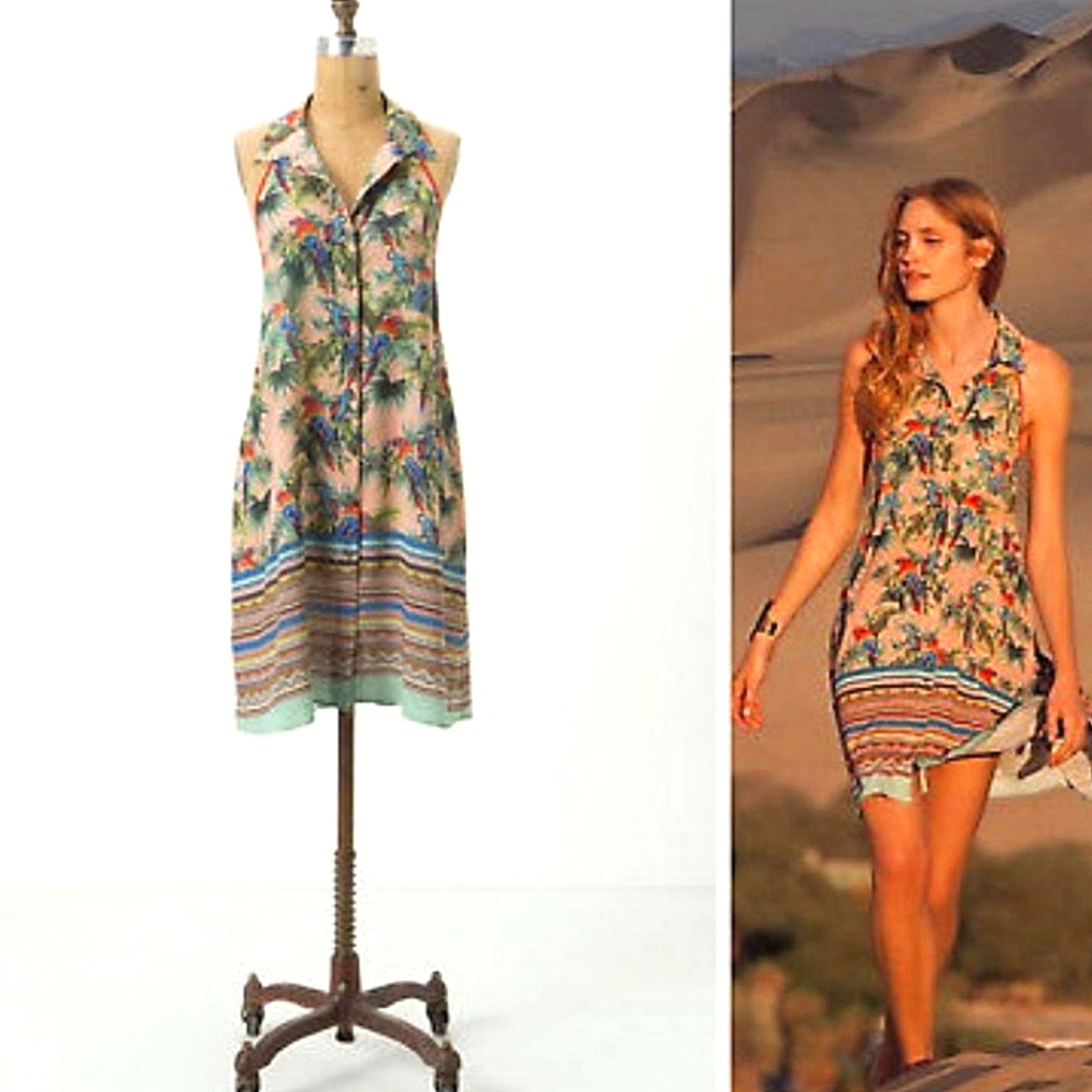 Anthropologie Parrot Shirt Dress XS - Dream Daily